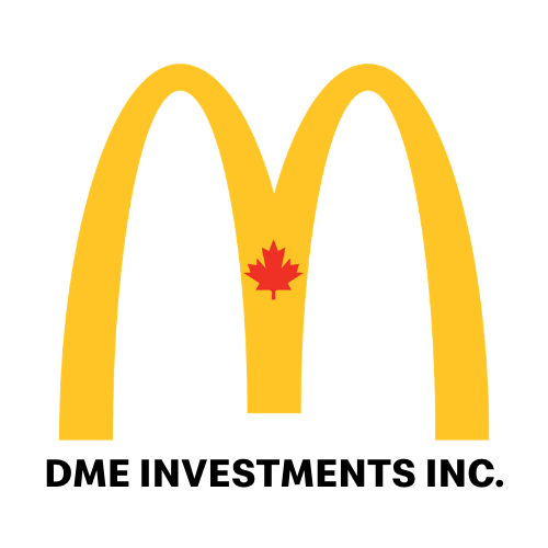 A stylized yellow letter 'M' forming an arch, with a red maple leaf centered at the base of the arches. The design is set against a plain background.