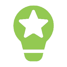 A green light bulb icon with a white star centred in the middle.